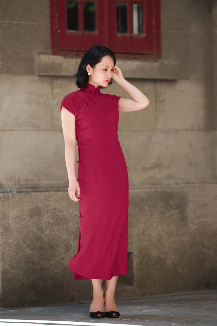 cotton qipao dress Casual Qipao, retro long Cheongsam, blue Qipao, daily Cheongsam 3XL / Navy blue