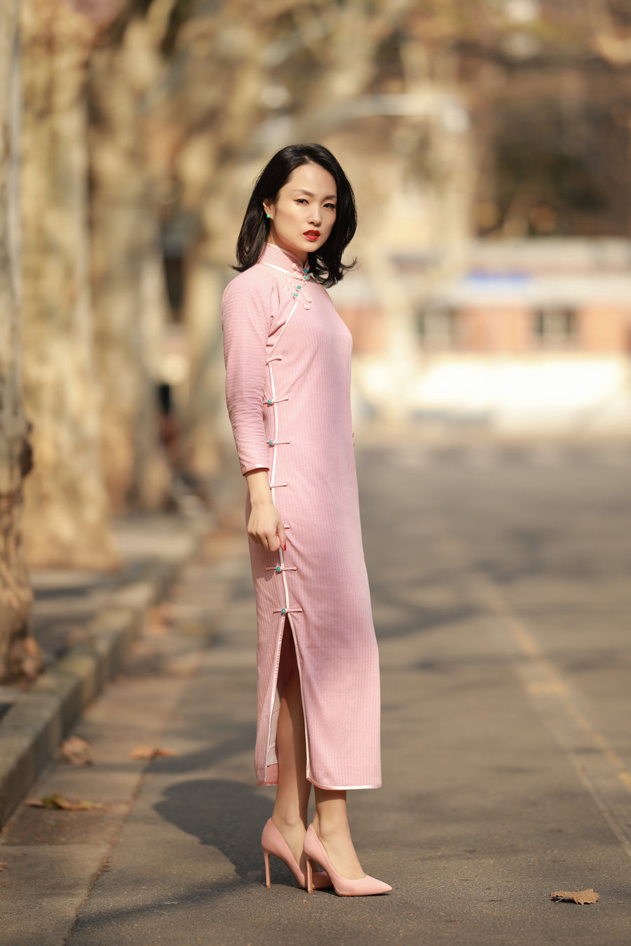 The Romantic Qipao - Soft Blush and Azure