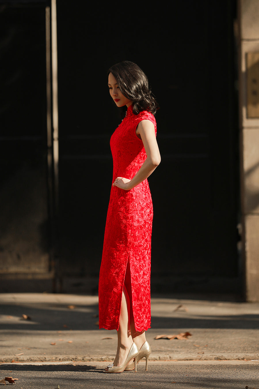 The Little Red Qipao - Scarlet Lace The Pankou The Little Red Qipao - Scarlet Lace The Pankou